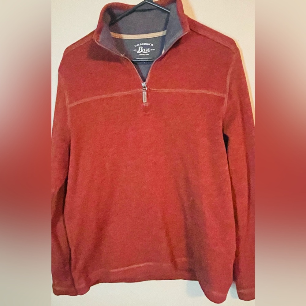 GH Bass & CO. mens vintage fleece 1/4 zip. Burnt orange Size M.